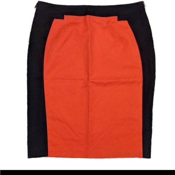Worthington Orange and Blue ColorBlock Pencil Skirt with Double Side Zip Sz 10P - Picture 3 of 6
